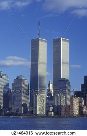 World Trade Center, New York City, Manhattan, New York, The skyline of downtown Manhattan reflects in the waters of New York Harbor. View Large Photo Image Stock Photograph - World Trade Center, New York City, Manhattan, New York, The skyline of downtown Manhattan reflects in the waters of New York Harbor.. Fotosearch