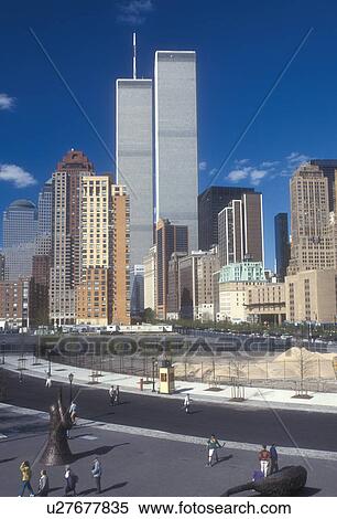 World Trade Center, New York City, Manhattan, Battery Park, New York, N. Y. C Lower Manhattan skyline and World Trade Center Twin Towers from Battery Park in New York City, New York. View Large Photo Image Stock Photography - World Trade Center, New York City, Manhattan, Battery Park, New York, N. Y. C Lower Manhattan skyline and World Trade Center Twin Towers from Battery Park in New York City, New York.. Fotosearch