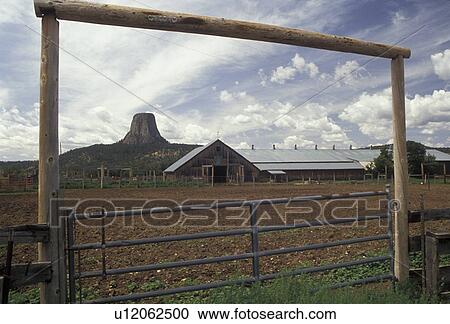 Wyoming, ranch, Devils Tower, A cattle ranch in the state of Wyoming with Devils Tower National Monument seen in the distance. View Large Photo Image Stock Image - Wyoming, ranch, Devils Tower, A cattle ranch in the state of Wyoming with Devils Tower National Monument seen in the distance.. Fotosearch