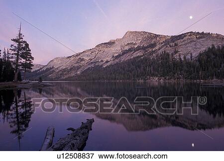 Yosemite, Yosemite National Park, mirror, Sierra Nevada Mountains, California, Moon rise and reflection on the calm waters of Tenaya Lake in Yosemite Nat'l Park in the state of California. View Large Photo Image Stock Photo - Yosemite, Yosemite National Park, mirror, Sierra Nevada Mountains, California, Moon rise and reflection on the calm waters of Tenaya Lake in Yosemite Nat'l Park in the state of California.. Fotosearch