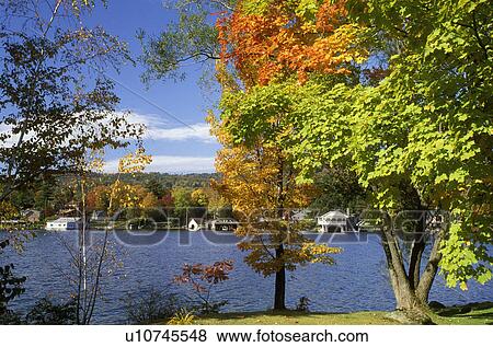 Stock Photo -  Adirondacks, Lake George, New York, NY, Bolton Landing a resort area on Lake George in the autumn.. Fotosearch