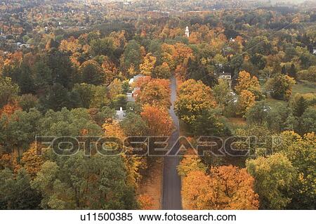 aerial, fall, Bennington, VT, Vermont, An aerial view of the town of Bennington surrounded by colorful foliage in autumn from the Bennington Battle Monument. View Large Photo Image Stock Photography - aerial, fall, Bennington, VT, Vermont, An aerial view of the town of Bennington surrounded by colorful foliage in autumn from the Bennington Battle Monument.. Fotosearch