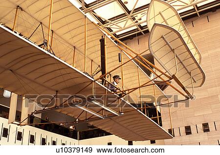 Stock Photo -  Air and Space Museum, Wright Brothers, Washington, DC, District of Columbia, Wright Brothers Plane at the National Air & Space Museum of the Smithsonian Institution's gallery, Milestones of Flight.. Fotosearch