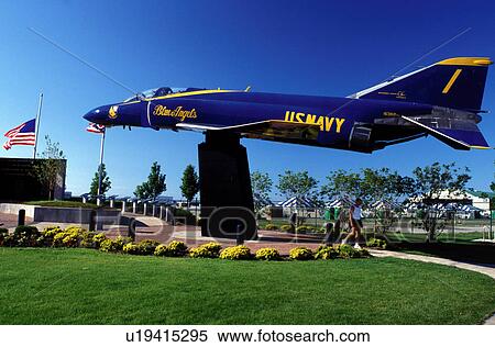 Stock Photography -  aircraft, jet, Cleveland, OH, Ohio, U. S. Navy plane displayed at Burke Lakefront Airport.. Fotosearch