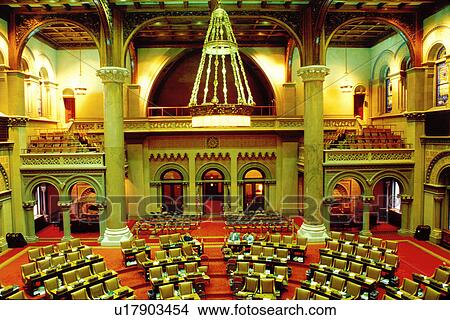 Albany, capitol, State Capitol, Statehouse, New York, Interior of the Assembly Chamber at the State Capitol in Albany, New York. View Large Photo Image Picture - Albany, capitol, State Capitol, Statehouse, New York, Interior of the Assembly Chamber at the State Capitol in Albany, New York. . Fotosearch