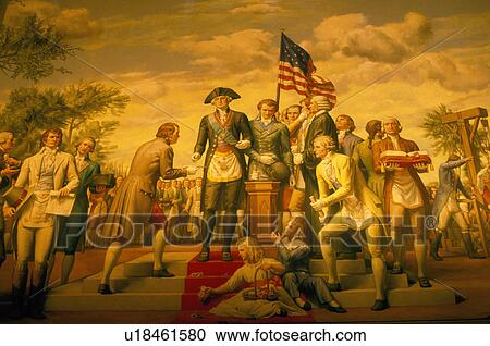 Stock Image -  Alexandria, VA, Virginia, Wall mural in Memorial Hall inside The George Washington Masonic National Memorial in Alexandria.. Fotosearch