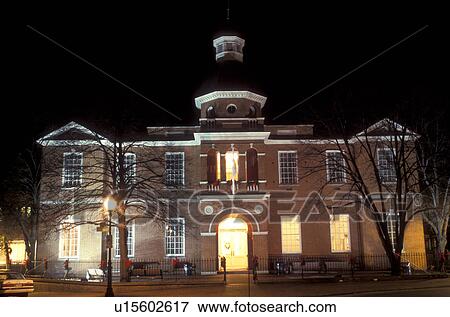 Stock Photo -  Annapolis, MD, Maryland, Courthouse in Annapolis in the evening.. Fotosearch