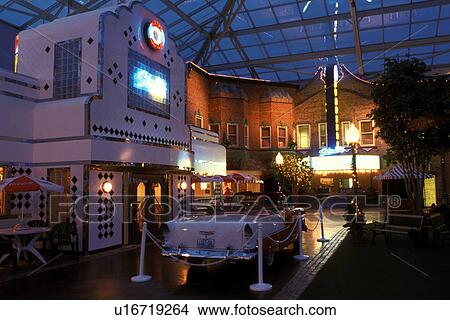 Picture -  antique car, country music, theater, Branson, MO, Missouri, '55 Chevrolet is displayed inside the Starlite Music Theater in Branson.. Fotosearch