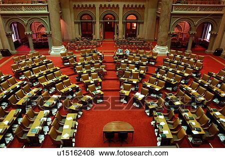 Stock Photo -  Assembly Chamber, capitol, State Capitol, Albany, Statehouse, New York, Interior of the Assembly Chamber at the State Capitol in Albany, New York. . Fotosearch