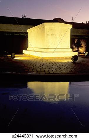 Atlanta, MLK, Georgia, GA, Martin Luther King Jr. 's crypt illuminated in the reflecting pool in the evening at the Martin Luther King Jr. Center for Non-violent Social Change at the Martin Luther King Jr. National Historic Site. View Large Photo Image Stock Image - Atlanta, MLK, Georgia, GA, Martin Luther King Jr. 's crypt illuminated in the reflecting pool in the evening at the Martin Luther King Jr. Center for Non-violent Social Change at the Martin Luther King Jr. National Historic Site.. Fotosearch