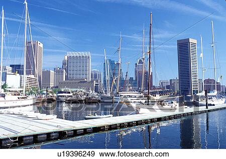 Baltimore, Maryland, Inner Harbor, Downtown Skyline View Large Photo Image Stock Photo - Baltimore, Maryland, Inner Harbor, Downtown Skyline. Fotosearch