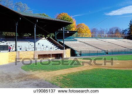 Stock Photo -  baseball, Cooperstown, New York, NY, Double day Field birthplace of Baseball.. Fotosearch