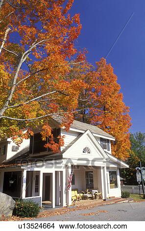 Picture -  bed & breakfast, country inn, Adirondacks, Bolton Landing, Lake George, New York, NY, The Bell Inn a Bed& Breakfast in Bolton Landing in the autumn.. Fotosearch
