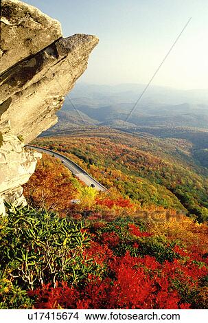 Blue Ridge Parkway, North Carolina, NC, View of Rough Ridge and the Blue Ridge Pkwy. from Grandfather Mountain in the fall. View Large Photo Image Picture - Blue Ridge Parkway, North Carolina, NC, View of Rough Ridge and the Blue Ridge Pkwy. from Grandfather Mountain in the fall.. Fotosearch
