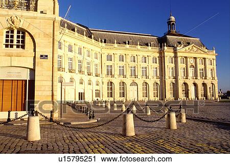 Stock Image -  Bordeaux, France, Gironde, Aquitaine, Europe, Bourse de Commerce in the city of Bordeaux. Famous wine region.. Fotosearch