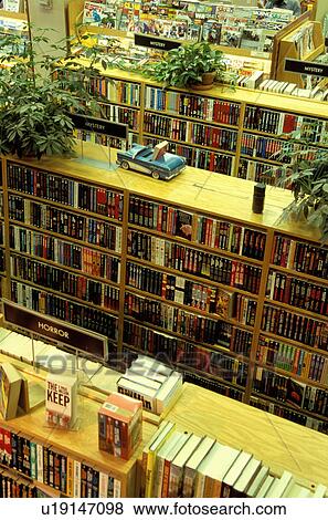 Stock Photo -  Borders Bookstore, interior, Burlington, Vermont, Interior of Borders Books in Burlington.. Fotosearch