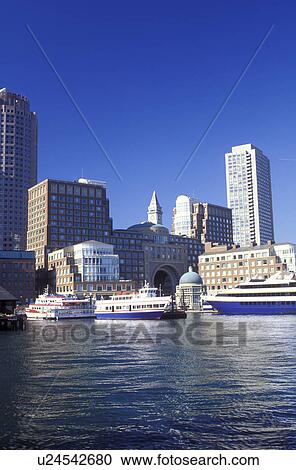 Boston, Massachusetts, MA, Downtown skyline of Boston from Boston Inner Harbor. View Large Photo Image Stock Image - Boston, Massachusetts, MA, Downtown skyline of Boston from Boston Inner Harbor.. Fotosearch