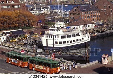 Boston, Massachusetts, MA, View of Whale Watching Boats in Boston Inner Harbor in downtown Boston in the fall. View Large Photo Image Stock Photography - Boston, Massachusetts, MA, View of Whale Watching Boats in Boston Inner Harbor in downtown Boston in the fall.. Fotosearch