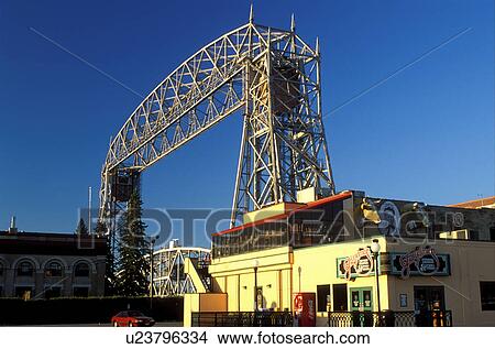 Picture -  bridge, Duluth, MN, Minnesota, Aerial Lift Bridge, 386 feet long, at Canal Park in Duluth.. Fotosearch