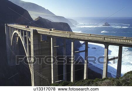 bridge, Route 1, Big Sur, California, CA, Scenic view of Bixby Creek Bridge on Highway 1 along the high cliffs of the Pacific Ocean in Big Sur. View Large Photo Image Stock Photo - bridge, Route 1, Big Sur, California, CA, Scenic view of Bixby Creek Bridge on Highway 1 along the high cliffs of the Pacific Ocean in Big Sur.. Fotosearch