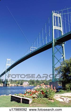 bridge, Thousand Islands, NY, International Bridge, Alexandria Bay, New York, St. Lawrence River, International Bridge crosses the St. Lawrence River into Ontario, Canada. View Large Photo Image Stock Image - bridge, Thousand Islands, NY, International Bridge, Alexandria Bay, New York, St. Lawrence River, International Bridge crosses the St. Lawrence River into Ontario, Canada.. Fotosearch