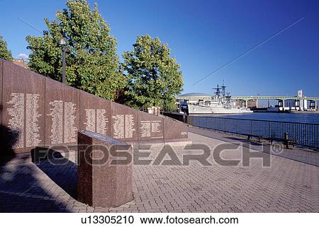 Stock Image -  Buffalo, New York, NY, Buffalo River, Naval and Military Park, Western NY Vietnam Veterans Monument. . Fotosearch