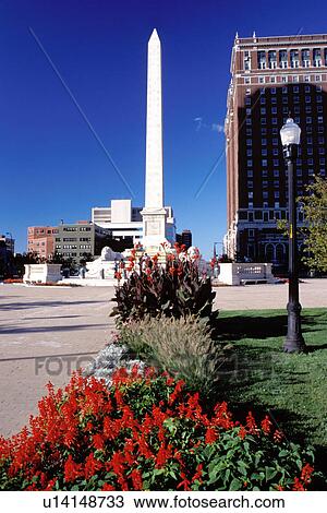 Stock Image -  Buffalo, New York, NY, McKinley Monument at Niagara Square in downtown Buffalo.. Fotosearch