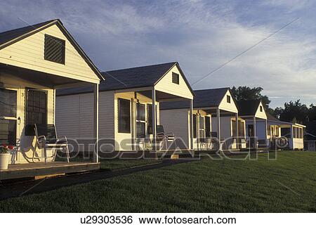 Stock Photograph -  cabin, summer cottage, Vermont, VT, North Hero, Lakefront cabins. Fotosearch