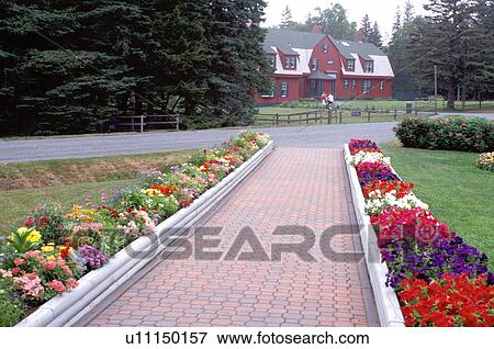 Stock Photo -  Campobello, New Brunswick, NB, Canada, Franklin Delano Roosevelt's Cottage on Campobello Island at Campobello International Park. . Fotosearch