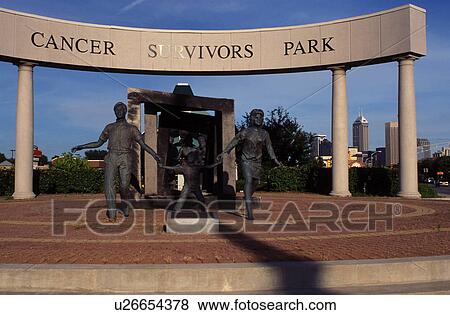 Stock Photo -  cancer, Indianapolis, IN, Indiana, Monument at Cancer Survivors Park in Indianapolis.. Fotosearch