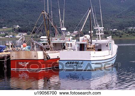 Cape Breton, Nova Scotia, NS, Canada, Fishing boats docked on the fishing harbor on the Bay of St. Lawrence in Cape Breton. View Large Photo Image Stock Image - Cape Breton, Nova Scotia, NS, Canada, Fishing boats docked on the fishing harbor on the Bay of St. Lawrence in Cape Breton.. Fotosearch