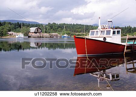 Cape Breton, Nova Scotia, NS, Canada, Red lobster boat in Dingwall in Cape Breton. View Large Photo Image Stock Photo - Cape Breton, Nova Scotia, NS, Canada, Red lobster boat in Dingwall in Cape Breton.. Fotosearch