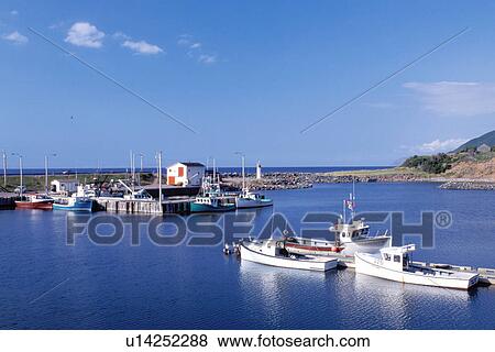 Cape Breton, Nova Scotia, NS, Canada, Fishing harbor on Pleasant Bay on the Gulf of St. Lawrence in Cape Breton. View Large Photo Image Stock Photo - Cape Breton, Nova Scotia, NS, Canada, Fishing harbor on Pleasant Bay on the Gulf of St. Lawrence in Cape Breton.. Fotosearch