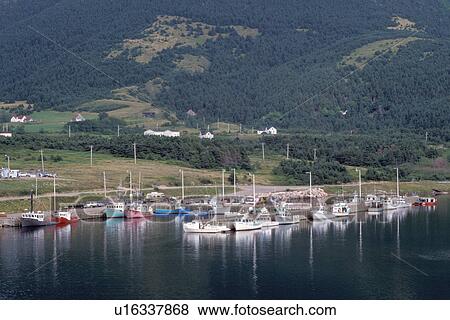 Cape Breton, Nova Scotia, NS, Canada, View of a fishing harbor on the Bay of St. Lawrence in Cape Breton. View Large Photo Image Stock Photo - Cape Breton, Nova Scotia, NS, Canada, View of a fishing harbor on the Bay of St. Lawrence in Cape Breton.. Fotosearch