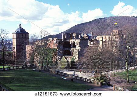 Stock Image -  castle, schloss, Heidelberg, Germany, Baden-Wurttemberg, Europe, A Gothic Renaissance style 18th Century Castle in Heidelberg.. Fotosearch