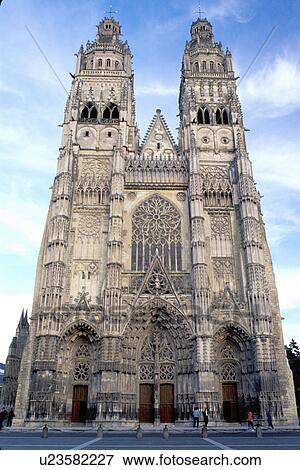 Stock Photo -  cathedral, France, Tours, Loire Valley, Loire Castle Region, Europe, Gothic-style Cathedrale St. -Gatien. Fotosearch
