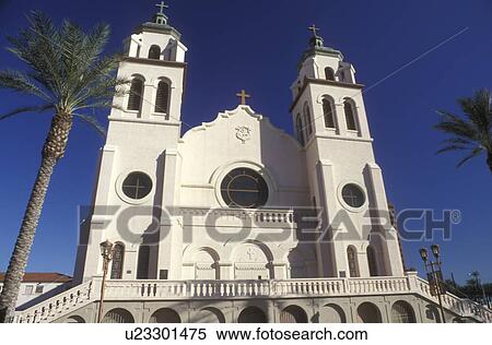 Stock Photography -  cathedral, Phoenix, Arizona, AZ, St. Mary's Basilica in downtown Phoenix. . Fotosearch