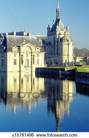 Stock Photograph -  Chantilly, Chateau de Chantilly, Picardie, France, Oise, Europe, reflection. Fotosearch