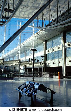 Stock Photograph -  Charles de Gaulle, Paris, airport, train station, France, Europe, TGV Train Station at the Roissy/Charles de Gaulle Airport in Paris.. Fotosearch