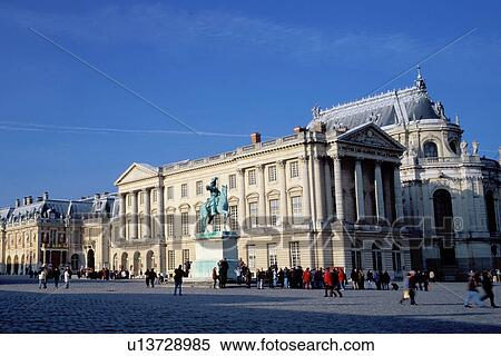 Stock Photography -  Chateau de Versailles, Versailles, Palace, Paris, France, Europe, Yvelines, Equestrian statue of Louis XIV at the Chateau de Versailles.. Fotosearch