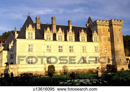 Stock Photography -  Chateau, France, Loire Valley, Villandry, Loire Castle Region, Europe, Villandry Chateau and Gardens. A Rennaissance castle. . Fotosearch