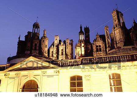 Chateau, Loire Valley, France, Chambord, Loire Castle Region, Loir-et-Cher, Centre, Europe, The Renaissance Chateau of Chambord illuminated at night. Largest of all the castles in the Loire Valley. View Large Photo Image Stock Photo - Chateau, Loire Valley, France, Chambord, Loire Castle Region, Loir-et-Cher, Centre, Europe, The Renaissance Chateau of Chambord illuminated at night. Largest of all the castles in the Loire Valley.. Fotosearch