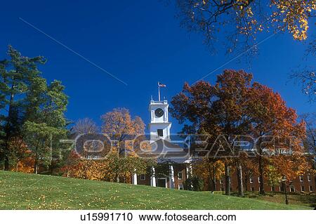 Stock Image -  church, college, Amherst, MA, Massachusetts, Johnson Chapel on Amherst College campus in Amherst in the autumn.. Fotosearch