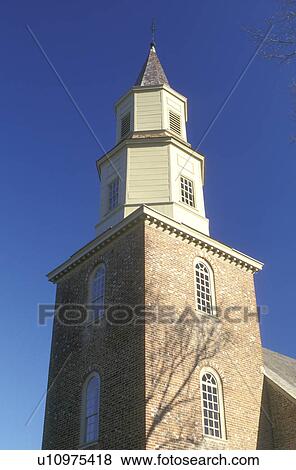 Stock Photo -  church, Colonial Williamsburg, Virginia, VA, Williamsburg, Bruton Parish Church in Williamsburg. Fotosearch