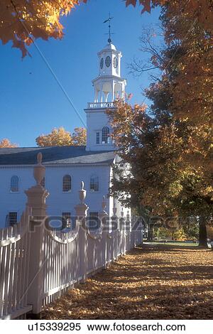 church, fence, fall, Bennington, VT, Vermont, A white fence leads up to the Old First Congregational Church in Bennington in autumn. View Large Photo Image Stock Photography - church, fence, fall, Bennington, VT, Vermont, A white fence leads up to the Old First Congregational Church in Bennington in autumn.. Fotosearch