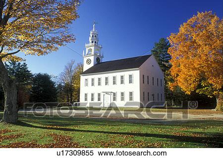 Stock Photography -  church, Jaffrey Center, New Hampshire, NH, Meeting House in Jaffrey Center in the autumn.. Fotosearch