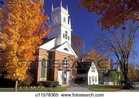 Stock Photography -  church, Jaffrey Center, NH, New Hampshire, First Church in Jaffrey Center in the autumn.. Fotosearch