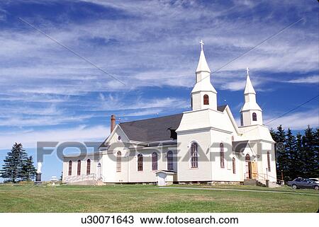 Stock Image -  church, Nova Scotia, NS, Canada, St. Alphonse Church an Acadian Church in St. Alphonse. . Fotosearch