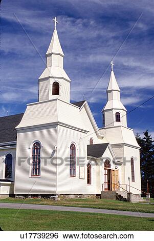 Stock Photograph -  church, Nova Scotia, NS, Canada, St. Alphonse Church an Acadian Church in St. Alphonse. . Fotosearch