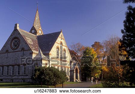 Stock Image -  church, university, Amherst, MA, Massachusetts, Old Chapel on the campus of the University of Massachusetts Amherst in Amherst in the autumn.. Fotosearch